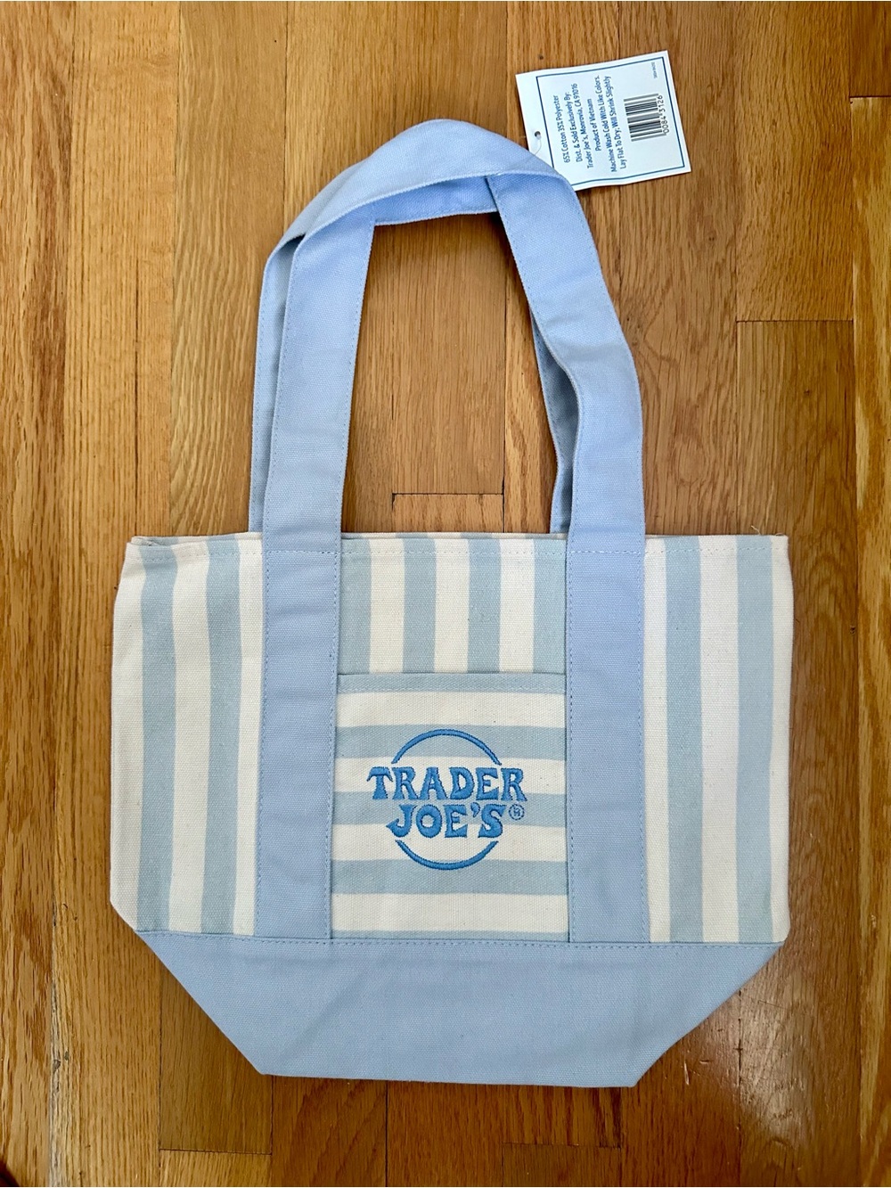 Trader Joe's Blue Striped Mini Canvas Tote